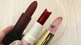 ASMR LIPSTICK SLIME! Mixing Lipsticks into Clear Slime! Satisfying Slime Videos 
