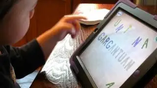 2 year old Gavin spells Gargantuan on endless abc app