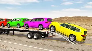 Flatbed Truck Mcqueen  | Transportation with Truck - Pothole vs Car #520 - BeamNG.Drive