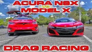 Supercar vs SUV - Tesla Model X P100D Ludicrous vs Acura NSX Drag Racing 1/4 Mile