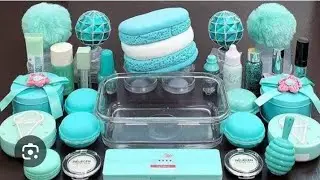 Mint mackron slime mixing makeup and random into Glossy glitter