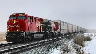 Quadruple + All CPKC Power! CP 7533 leads CP Stack train Eastbound speedy at Carseland, AB