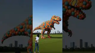 Giant T-Rex Statue Turns Into a REAL Dinosaur?! 🦖🎈 #shorts