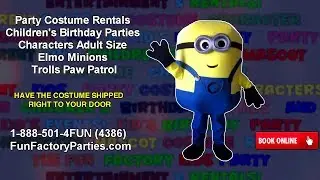 Party Costume Rentals Children's Birthday Parties Characters Adult Size Elmo Minions Paw Patrol