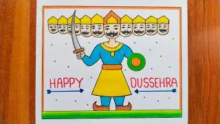 How To Draw Ravan Step By Step / Easy Ravan Drawing / Dusshera Drawing / Ravan Drawing /Ravan Poster