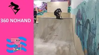 Крытый скейт парк BunnyHop. Инструктор Антон Горностаев делает 360 NOHAND.  Учим трюкам.