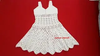 Vestido de alça com saia avasê de crochê (fácil) aula completa Tam P adulto.