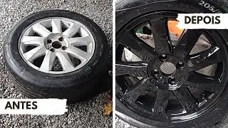 RODAS ARO 16 PINTADAS DE PRETO BRILHANTE!! OLHE COMO FICOU ESSAS RODAS DO MEGANE GRAND TOUR PINTADAS