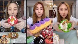 asmr mukbangasmr/kwai dessert mukbang,/mochi eating,creperoll cake chocolate #asmr
