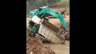dump trick fail stuck in mud compilation bulldozer