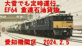 大雪でも定時運行 EF64 重連石油貨物 2024.2.5