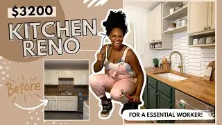 Kitchen Renovation on a $3200 Budget | Before and After | ft. Painted Cabinets and Butcher Block