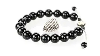 B-597 GOLFER GIFT Adjustable Black Onyx Armband Wristband Sport Men Bracelet
