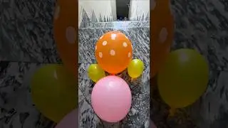 POV: Orange Polka Dot Balloon 🎈 VS Pink Plain Balloon 💦 + 2 Mini Yellow Balloons | ASMR 4K