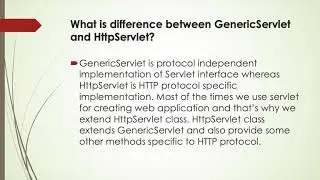 Difference Between GenericServlet and HttpServlet
