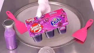 How to turn Fanta Grape Juicy Gels into Ice Cream Rolls - with Jello Snack Pack | Pudding ASMR
