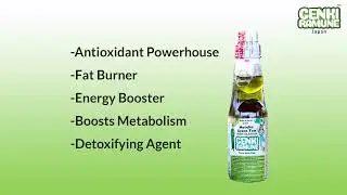 Matcha Green Tea Healthy Genki Ramune Soda. Made in Japan.