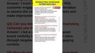 Marketing Manager Interview Questions and Answers