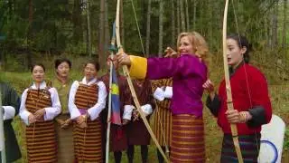 Bhutan - Linda Swain Plays archery with Olympian Archer, Karma