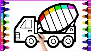 Concrete Mixer Truck Drawing, Painting and Coloring for Kids and Toddlers// Kids Drawings 😁😂