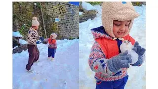 Finally Shimla aa kr bchon ne kiya snowfall enjoy #snowfall #Shimla #newvideo #masti 🧿❄️⛄️