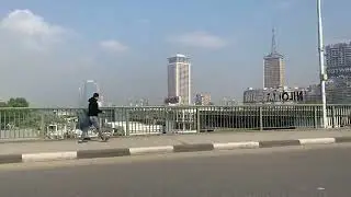 Tahrir Square and Nile River Drive in Cairo Egypt 