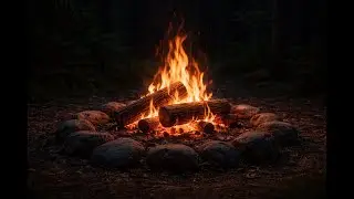 Relaxed bonfire burns gently in a small forest (10hours)