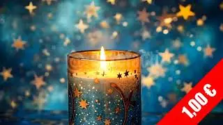 Twinkling Star Pattern Candle in Blue Glass | HD Stock Footage