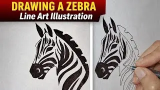  Zebra Line Art Illustration | Step-by-Step Ink Drawing Tutorial @jashancreates1701 