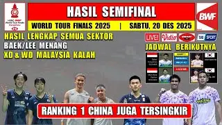 RANK 1 CHINA TERSINGKIR ~ Hasil Semifinal BWF World Tour Finals 2025 Hari Ini ~ BAEK/LEE MENANG
