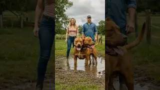 A two headed dog stuck in puddle!!