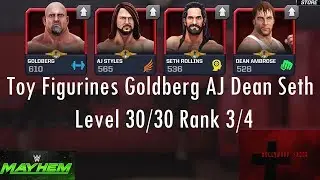 WWE Mayhem - Toy Figurines Level 30/30 Rank 3/4 Goldberg AJ Seth Dean