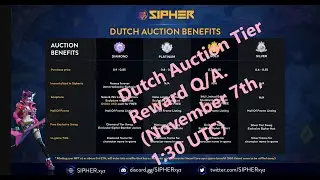 Sipher Dutch Auction Tier Rewards Q/A (Auction Starts at November 7 @ 1:30 UTC)