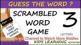 Scrambled Word Game(3 Letter Word)/Guess The Word/Jumbled Words/Unscrambled all 20 Scrambled Words