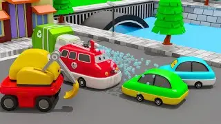 Water Truck Washes Dirty Baby Cars | Fun Cleaning Vehicles for Kids