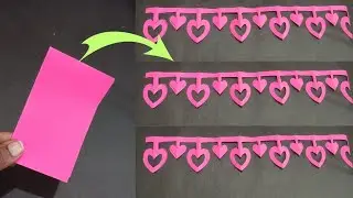 Paper craft ideas for valentine| How to make heart chain for decoration| No Glue 5 min easy idea