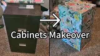 How To Transform Old  Cabinets With Peel and Stick Wallpaper |Cabinet Makeover