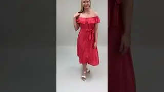 Yumi Coral Bardot Button Down Dress
