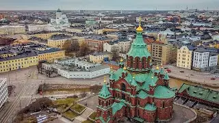 Uspenski Cathedral aerial view: Helsinki, Finland.