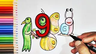 How to draw animal using number 9 || How to turn 9 into animals (Bird, Butterfly, and Snail)