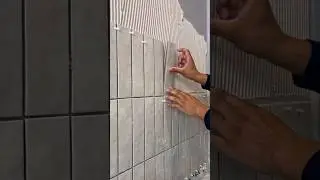 Shower recess using subway tiles. #diy #satisfying #construction #tilingwork
