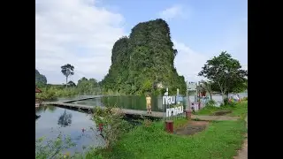 Khao Khom dam, Scenic hidden gem lagoon with clear water and karst hills, Krabi Thailand