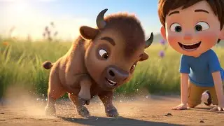 Um filhote de bis&atilde;o bufou ao ver a nuvem de chuva 🌧️🐃 | Cantiga Infantil Divertida