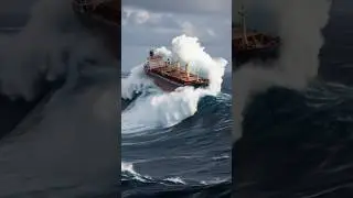 Giant Wave vs Cargo Ship | Epic Ocean Power 🌊 #shorts