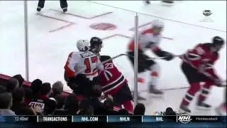 Wayne Simmonds vs David Clarkson fight 22 Jan 2013 Philadelphia Flyers vs NJ Devils NHL hockey