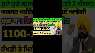 1100 ਮਹਿਲਾ ਪੈਨਸ਼ਨ | 1100 women scheme in punjab 2024 |1000 ਮਹਿਲਾ ਪੈਨਸ਼ਨ ਸਕੀਮ | 2500 budhapa pension