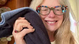 ASMR   Cosy Relaxing Making winter bed socks from recycled felted wool clothing  (soft spoken)