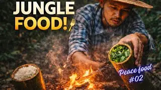 Primitive Bamboo Rice Cooking with Wild Vegetables in the Forest | Survival Food