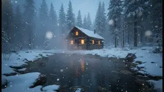 Winter Cabin & Steaming Hot Spring Sounds ❄️ Heavy Snowstorm Ambience [Deepest Sleep]
