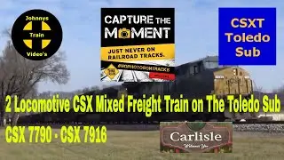 2 Locomotive CSX Mixed Freight Train on The Toledo Sub